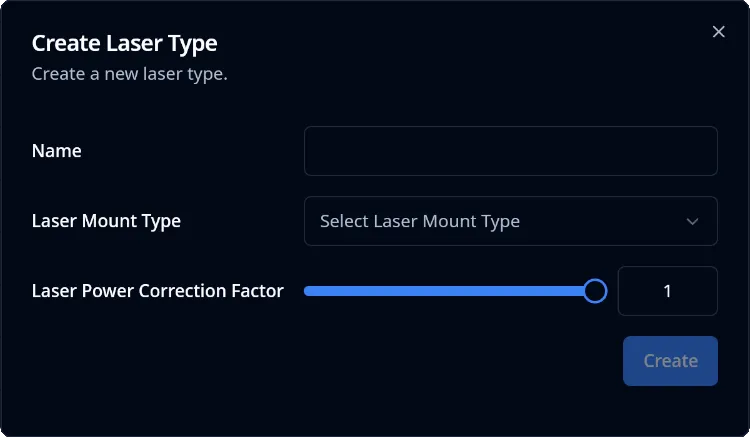 Laser Type Dialog