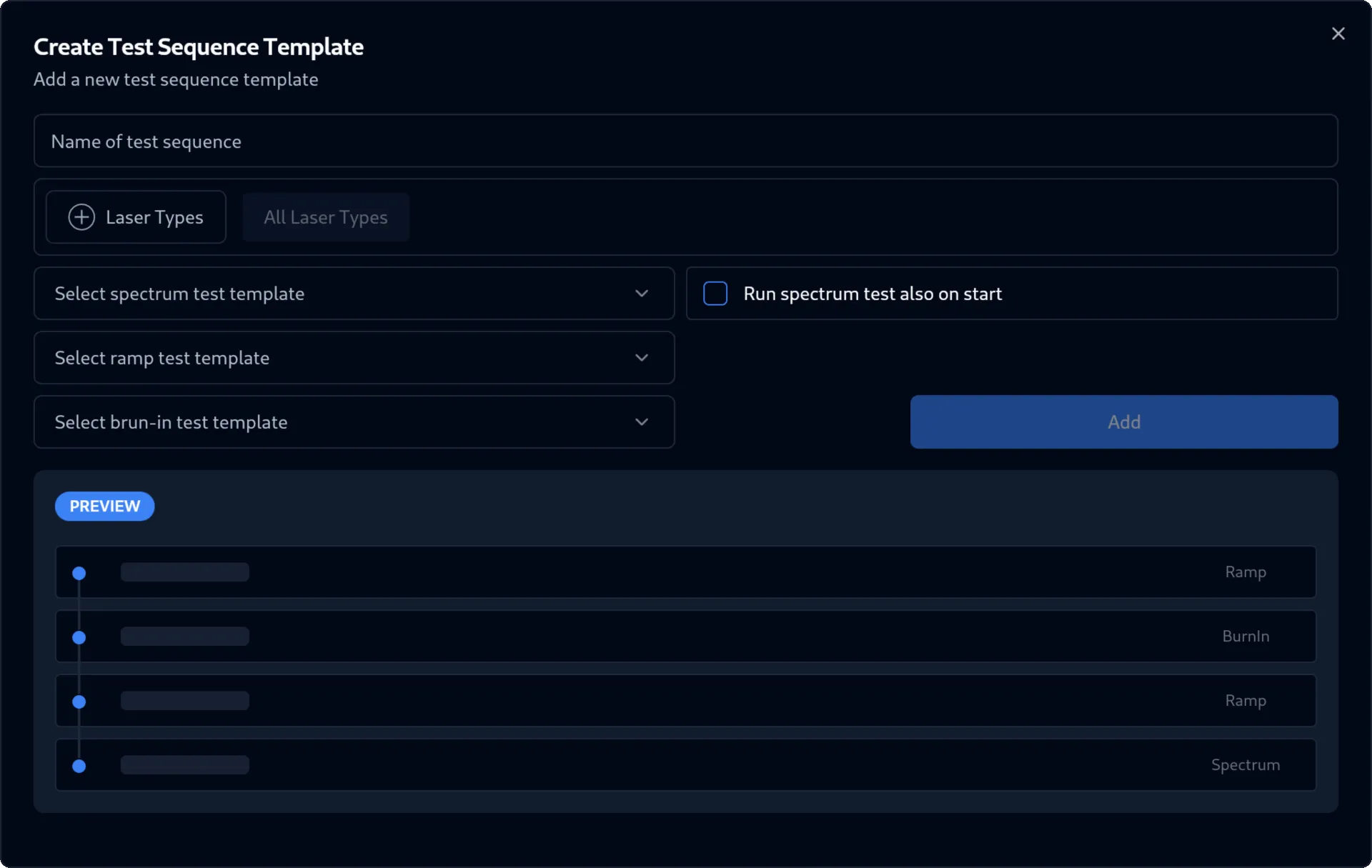 Test Sequence Template Dialog