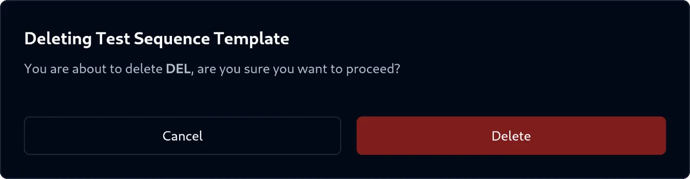 Test Sequence Template Delete