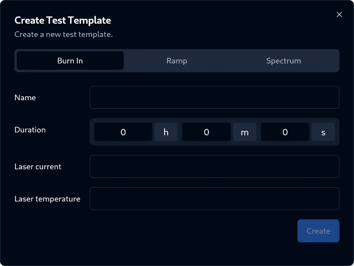 Test Template Dialog