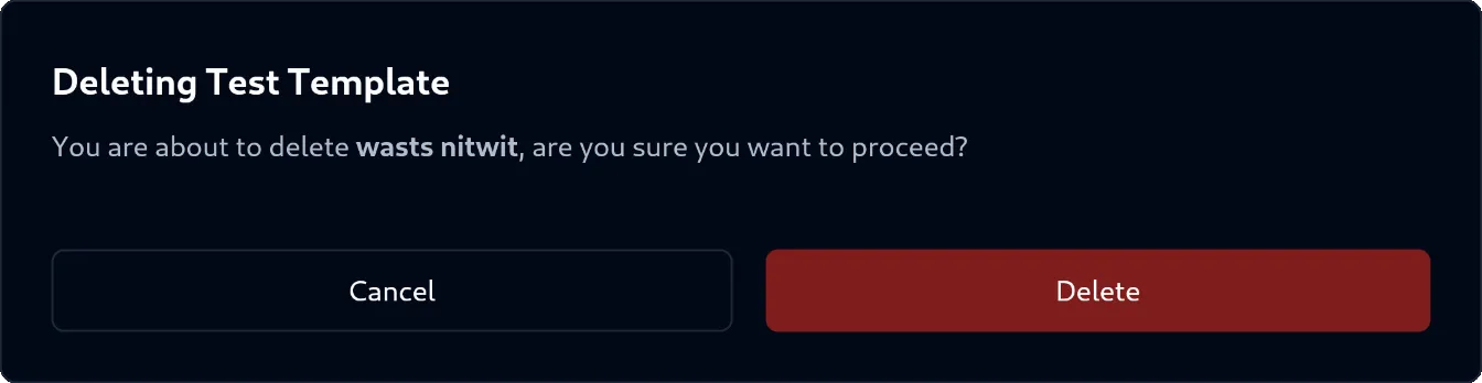 Test Template Dialog Delete